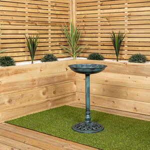 63cm Tall 40cm Diameter Traditional Resin Garden Bird Bath - Green by Samuel Alexander