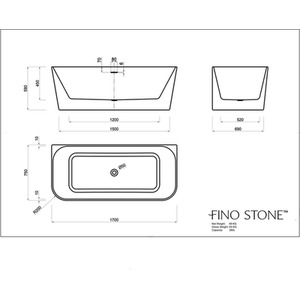 Serenova Space Saving Back To Wall Acrylic Bath - White by Fino Stone