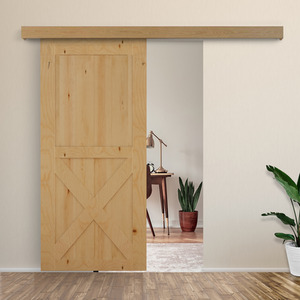 HOMCOM Sliding Barn Door Track - Brown by HOMCOM