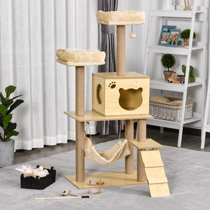 PawHut 130cm Cat Tree for Indoor Cats - Yellow by PawHut