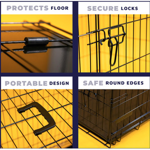 Dog Crate with Bed - Black / M by DogCratesPlus