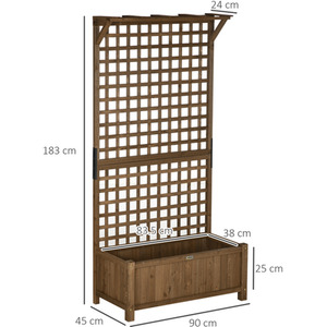 Outsunny Wood Planters with Trellis Planter Box - Dark Brown by Outsunny