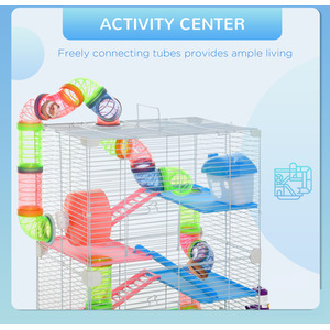 Pawhut 5 Tier Hamster Cage Carrier Habitat with Exercise Wheels, Green - Green by Pawhut