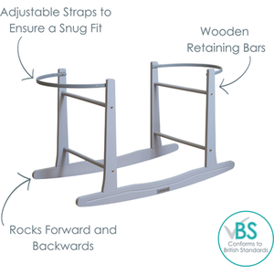 Rocking Moses Basket Stand - Grey by Clair de Lune