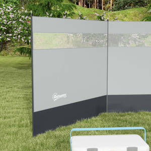 Outsunny Camping Windbreaks w Clear Windows and Carry Bag, 440 x 140cm, Grey - Grey by Outsunny