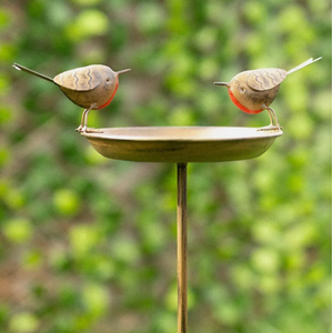 Robin Bird Bath Feeder Stake - Brown by Garden Mile