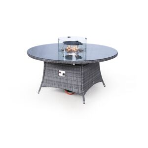 Arizona Fire Pit Round Rattan Patio Dining Set - Grey / 8 by Giardino