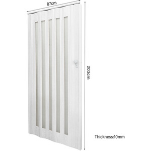 Transparent PVC Folding Pocket Door - White / 87cm by Livingandhome