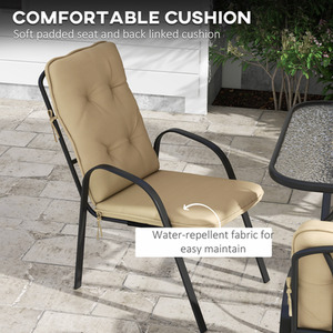 Outsunny Glass Table Umbrella Hole 7 PCs Garden Dining Set by Outsunny