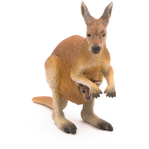 PAPO Wild Animal Kingdom Kangaroo with Joey Toy Figure - Brown by PAPO