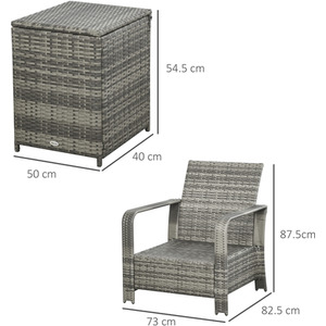 Outsunny 3 Piece PE Rattan Wicker Garden Furniture Set - Blue by Outsunny