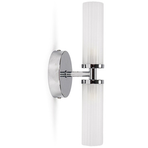 Canya 2 Way Silver Chrome Bathroom Wall Light With Reeded Glass - Silver by ValueLights