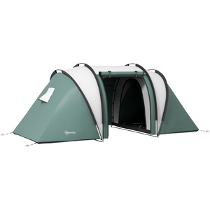 Outsunny 2 Room Tent with Living Area and Awning, 3000mm Waterproof - Green by Outsunny