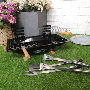 Black Outdoor Portable Steel Hibachi BBQ Camping Grill - Black by Samuel Alexander