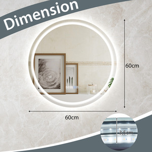 Time Display Bathroom Round Mirror - Silver by Costway