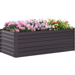 Outsunny Galvanised Raised Garden Bed Planter - Dark Grey by Outsunny