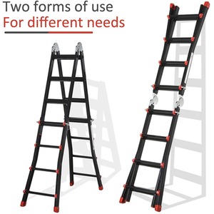 HOMCOM 4M Aluminium Duo Ladder - Black by HOMCOM