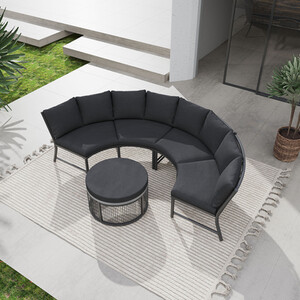 Rowena Curved Sofa Set - Black by Malay