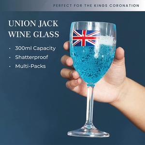 Union Jack Wine Glass - Plastic Wine Glass with Union Jack Flag Design by Sparkles Partyware
