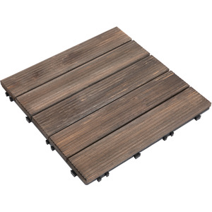 Outsunny Solid Wood Interlocking Decking Tiles - Black by Outsunny