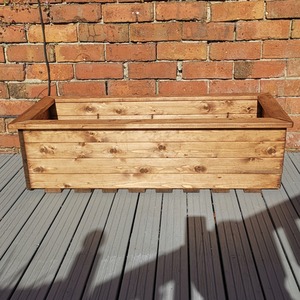Hand Made Rustic Wooden Large Garden Trough Flower Bed Planter - Brown by Samuel Alexander