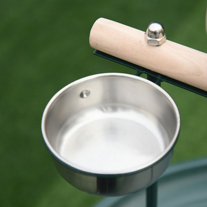 PawHut Bird Perch Stand with Wheels and Feeding Bowls for Birds - Green by PawHut