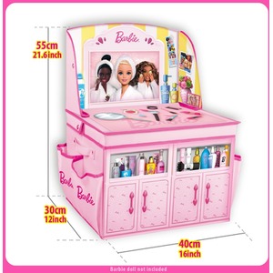 Barbie Doll Storage Vanity Chest - 2-in-1 Foldable Storage Box Playset - Pink by Barbie