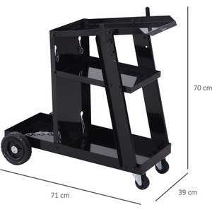 DURHAND Three-Tier Welding Cart Universal Storage for Gas Bottles - Black by DURHAND