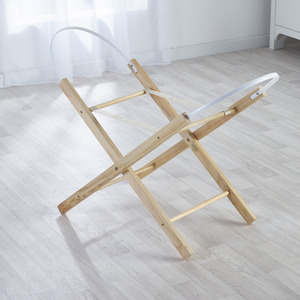 White Waffle Moses Basket with Natural Opal Folding Stand by Kinder Valley