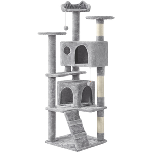 Multilevel Cat Tree with Scratching Posts - Light Grey / 158cm by Yaheetech