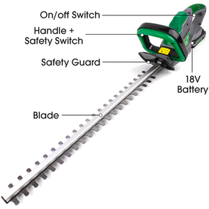 Cordless Hedge Trimmer 18V Li-Ion 2 Batteries - Green by Gracious Gardens