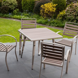 Delamere 80x80cm Patio Table and 4 Chair Set - Brown by Artemis Home