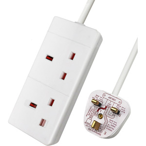 2 Way Extension Leads - White / 2m by ExtraStar