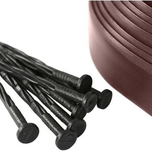 Flexible Plastic Lawn Edging with 120 Pegs Mallet - 30m x 4cm - Brown - Brown by Harbour Housewares