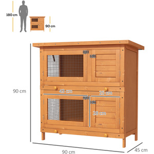 PawHut 2-Tier Small Animal Hutch - Brown by PawHut