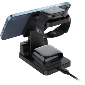 Asteria 4-in-1 Wireless Charging Station with Alarm Clock - Black by Groove