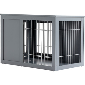 PawHut Dog Crate Furniture Style End Table Pet Cage - Grey by PawHut
