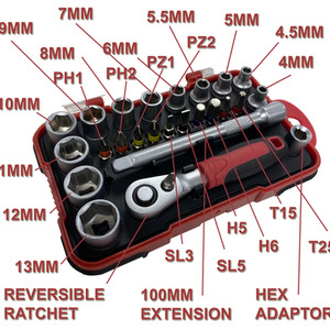 Lumberjack 25 Piece 14 Inch Square Drive Metric Socket Set - Red by Lumberjack