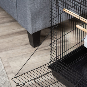 PawHut Bird Cage with Openable Top Stand Tray Handles Feeding Bowls D10 049V01 - Black by PawHut