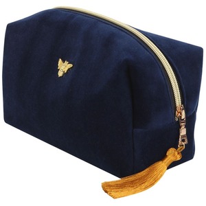 Velvet Bee Makeup Bag - Blue by Kingsbury Gifts