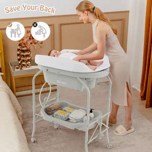 4 in 1 Baby Changing Table - Grey by Costway
