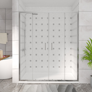 Sliding Double Shower Enclosure Wetroom Shower Screen Door - Chrome / 170cm