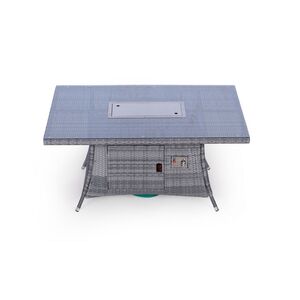 Arizona Fire Pit Square Rattan Patio Dining Set - Grey / 6 by Giardino