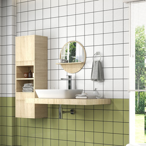 kleankin Round Bathroom Mirror with Shelf Wall Mounted Makeup Mirror by kleankin