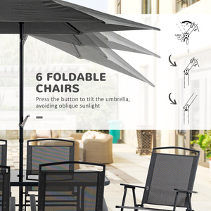 Outsunny 8 Pieces Garden Furniture Set with Parasol Folding Chairs by Outsunny