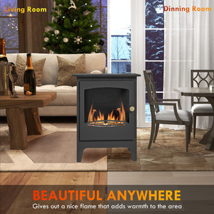 HOMCOM Freestanding Bioethanol Fireplace with 1.2L Tank and Flame Snuffer - Black by HOMCOM