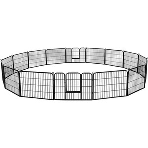 Yaheetech 16 Panels Heavy Duty Dog Playpen with Door - Black by Yaheetech