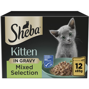 Sheba Mixed Selection Kitten Food Pouches in Gravy - 12 by Sheba
