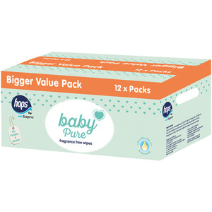 Hops Baby Pure Fragrance Free Wipes - Blue