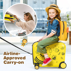 Kids Ride-on Hardshell Suitcase Backpack - Yellow by Costway
